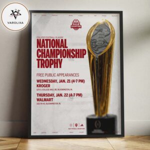 Indiana Hoosiers National Championship Trophy Poster College Football Playoff Champions 2025 Wall Art Home Decor Poster Canvas