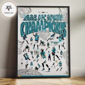 Jacksonville Jaguars 2025 AFC South Champions Team Celebration Footbal Home Decor Poster Canvas