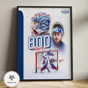 Jonathan Quick New York Rangers 800 Starts Milestone NHL Ice Hockey 2025 Power Goalie Artwork Home Decor Poster Canvas