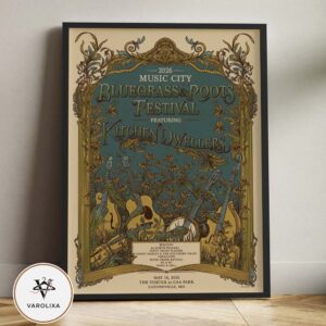 Kitchen Dwellers Concert Poster At The Vortex At CAA Park In Catonsville MD On May 16 2026 Music City Bluegrass And Roots Festival Vintage Instruments Artwork Home Decor Poster Canvas