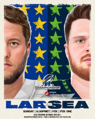Los Angeles Rams Vs Seattle Seahawks NFC Championship Poster 2025–26 NFL Playoffs Head To Head Matchup Artwork
