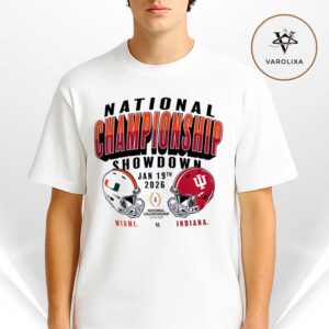 Miami Hurricanes Vs. Indiana Hoosiers College Football Playoff 2026 National Championship Game Matchup Total Showdown Unisex T-Shirt