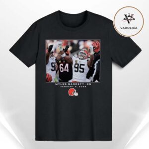 Myles Garrett Black Cleveland Browns NFL Flash Features Week 18 Unisex T-Shirt