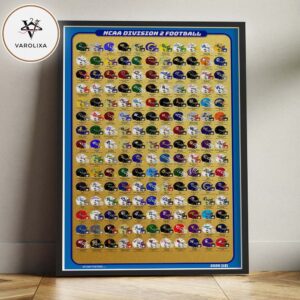 NCAA Division II Football Helmets Poster 2026 Full D2 College Teams Wall Art Home Decor Poster Canvas
