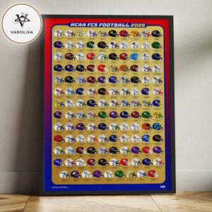 NCAA FCS Football Helmets Poster 2026 Complete FCS College Teams Wall Art Home Decor Poster Canvas