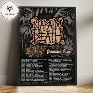 Napalm Death North America Tour 2026 With Deadguy Primitive Man May June Date Home Decor Poster Canvas