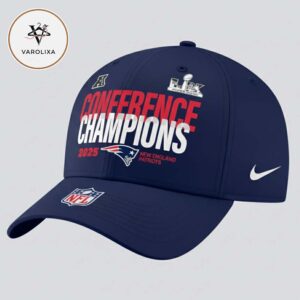 New England Patriots 2025 AFC Champions Right Side Draw Classic Cap Hat Snapback