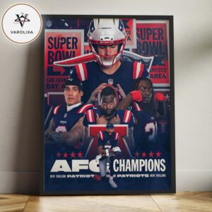 New England Patriots AFC Champions 2025 Super Bowl LIX San Francisco Bay Area Team Design Home Decor Poster Canvas