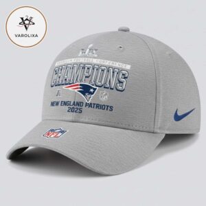 New England Patriots Nike Heather Gray 2025 AFC Champions Locker Room Trophy Collection Classic Cap Hat Snapback