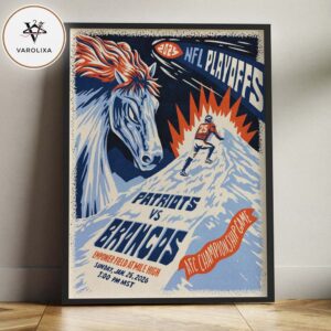 New England Patriots Vs Denver Broncos NFL Playoffs 2026 AFC Championship Game Mile High January 25 2026 Design Home Decor Poster Canvas