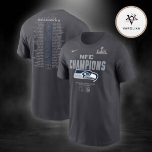 Nike Anthracite Seattle Seahawks 2025 NFC Champions Roster Two Sides Unisex T-Shirt