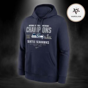 Nike College Navy Seattle Seahawks 2025 NFC Champions Team Nation Unisex Hoodie