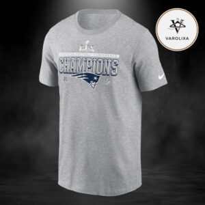 Nike Heather Gray New England Patriots 2025 AFC Champions Locker Room Trophy Collection Two Sides Unisex T-Shirt