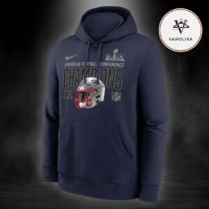 Nike Navy New England Patriots 2025 AFC Champions Glory Shield Unisex Hoodie