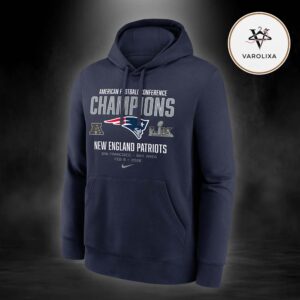 Nike Navy New England Patriots 2025 AFC Champions Team Nation Two Sides Unisex Hoodie