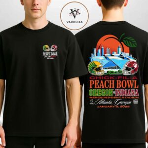 Oregon Ducks Vs Indiana Hoosiers Matchup 2026 Chick-fil-A Peach Bowl At Mercedes-Benz Stadium In Atlanta Georgia On January 3 2026 CFP Two Sides Unisex T-Shirt
