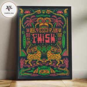 Phish Riviera Maya Cancun Mexico January 28 31 2026 Neon Jaguar Tiki Artwork Home Decor Poster Canvas