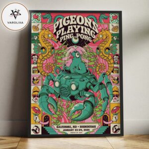 Pigeons Playing Ping Pong Concert Poster At Soundstage In Baltimore Maryland On January 23 24 2026 Psychedelic Seahorse Robot Artwork Home Decor Poster Canvas