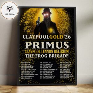 Primus Claypool Gold Tour Poster With The Claypool Lennon Delirium Across US Summer 2026 Music Art Print Home Decor Poster Canvas