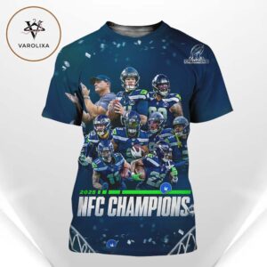 Seattle Seahawks 2025 NFC Champions Team Roster Collage Championship All Over Print Shirt