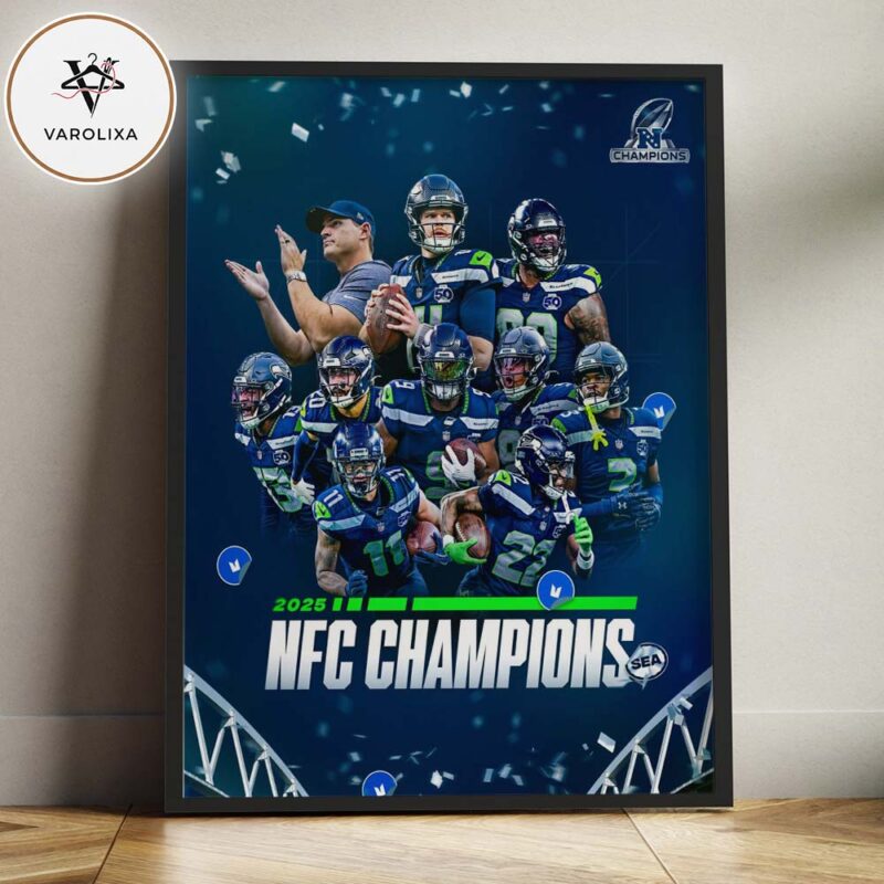 Seattle Seahawks 2025 NFC Champions Team Roster Collage Championship Home Decor Poster Canvas