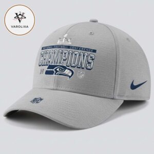 Seattle Seahawks Nike Heather Gray 2025 NFC Champions Locker Room Trophy Collection Classic Cap Hat Snapback