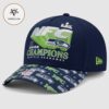 Seattle Seahawks Nike Heather Gray 2025 NFC Champions Locker Room Trophy Collection Classic Cap Hat Snapback
