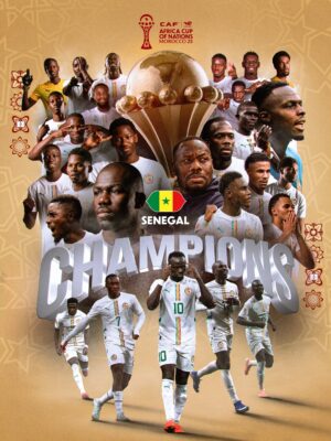 Senegal Champions Poster Africa Cup Of Nations Morocco 2025 Lions Of Teranga Championship Artwork