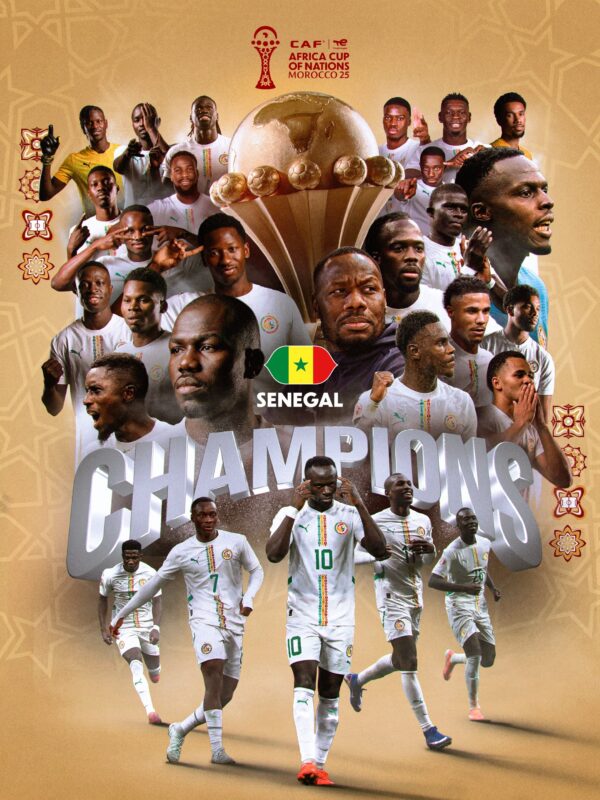 Senegal Champions Poster Africa Cup Of Nations Morocco 2025 Lions Of Teranga Championship Artwork