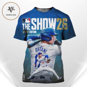 Shohei Ohtani MLB The Show 26 3 Peat Edition Cover Art Poster Los Angeles Dodgers Baseball 2026 Game Artwork All Over Print Shirt