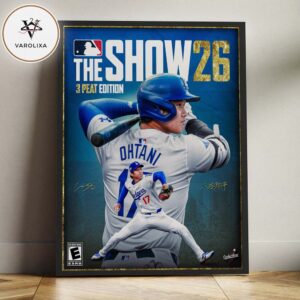 Shohei Ohtani MLB The Show 26 3 Peat Edition Cover Art Poster Los Angeles Dodgers Baseball 2026 Game Artwork Home Decor Poster Canvas