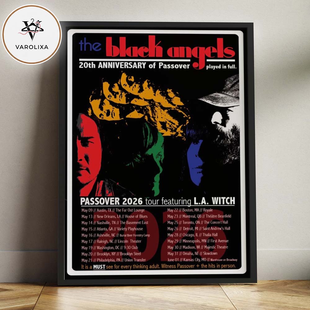 The Black Angels Passover 20th Anniversary Tour 2026 Featuring L.A. Witch Concert Home Decor Poster Canvas The Black Angels Passover 20th Anniversary Tour 2026 Featuring L.A. Witch Concert Home Decor Poster Canvas