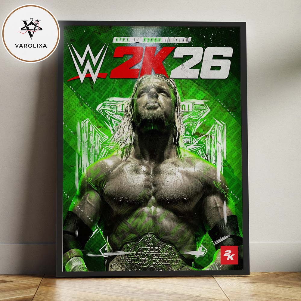 Triple H WWE 2K26 King Of Kings Edition WWE Wrestling 2026 Green Championship Cover Art Home Decor Poster Canvas Triple H WWE 2K26 King Of Kings Edition WWE Wrestling 2026 Green Championship Cover Art Home Decor Poster Canvas