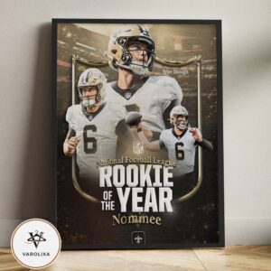 Tyler Shough New Orleans Saints Quarterback No 6 NFL Rookie Of The Year Nominee Gold Frame Edition Home Decor Poster Canvas