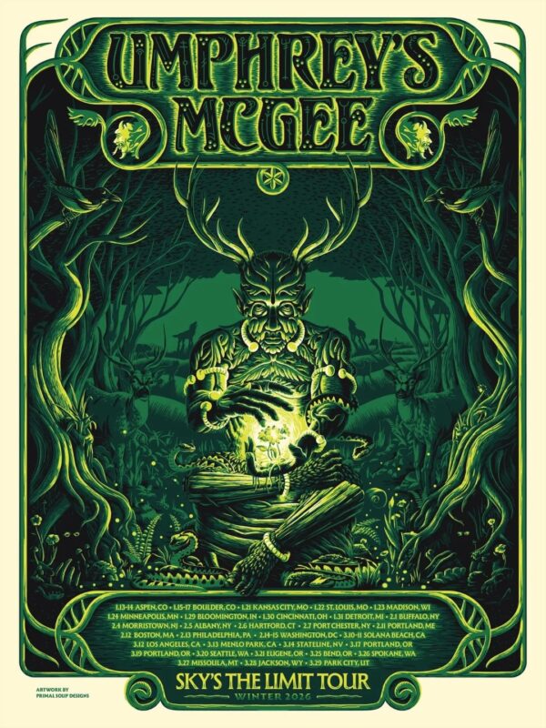 Umphrey’s McGee Tour Dates Poster Sky’s The Limit Tour Across North America Winter 2026