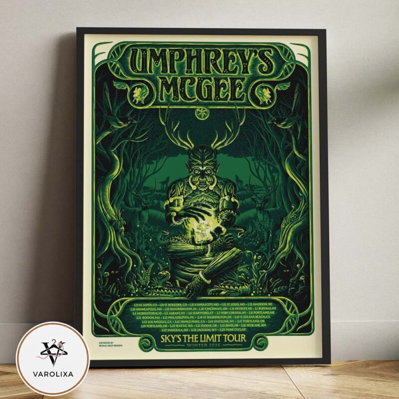 Umphrey’s McGee Tour Dates Poster Sky’s The Limit Tour Across North America Winter 2026 Home Decor Poster Canvas