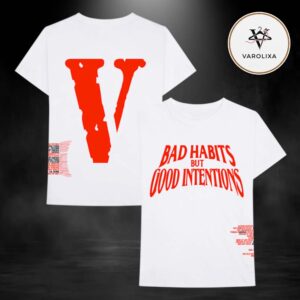 VLONE x NAV Bad Habits But Good Intentions Red V Graphic All Over Print Shirt