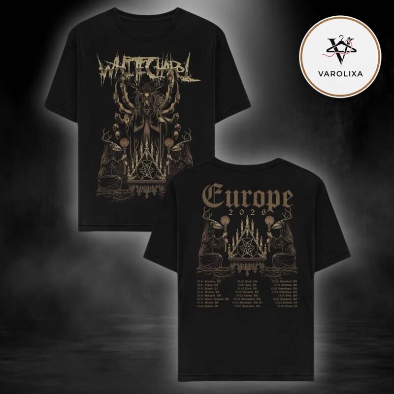 Whitechapel Europe 2026 Tour Dates Occult Ritual Pentagram Artwork Two Sides Unisex T Shirt