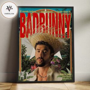 Bad Bunny At Super Bowl LX Halftime Show At Levi’s Stadium In Santa Clara California On February 8 2026 Vintage Floral Latin Icon Artwork Home Decor Poster Canvas