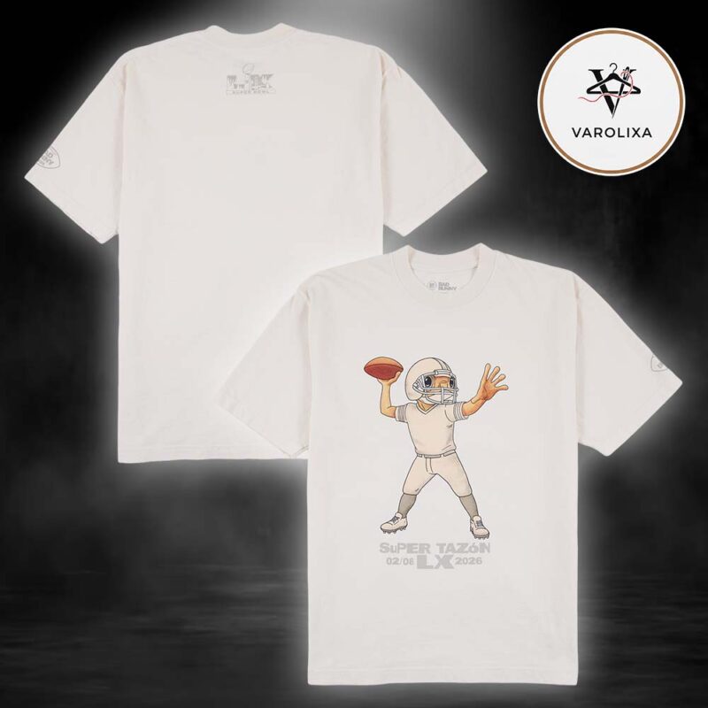 Bad Bunny x Super Tazón Two Sided Tee With Super Bowl LX Quarterback Graphic And Back Branding