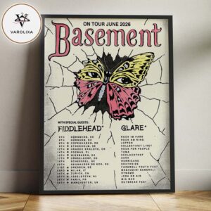 Basement Live Concert Poster At Multiple Venues In Europe On June 2026 Tour Butterfly Artwork Home Decor Poster Canvas