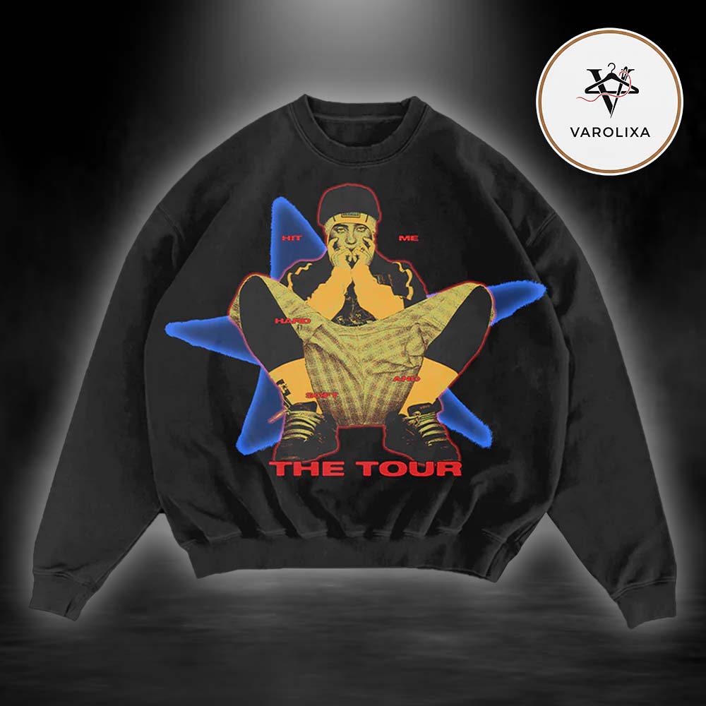 Billie Eilish HIT ME HARD AND SOFT THE TOUR Crewneck Black Sweatshirt Billie Eilish HIT ME HARD AND SOFT THE TOUR Crewneck Black Sweatshirt