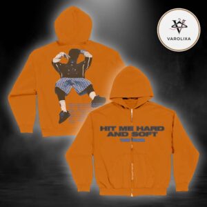 Billie Eilish HIT ME HARD AND SOFT THE TOUR Orange Dateback Zip Hoodie