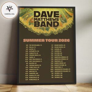 Dave Matthews Band Summer Tour 2026 Full Tour Dates Home Decor Poster Canvas