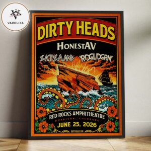 Dirty Heads Concert Poster At Red Rocks Amphitheatre In Morrison Colorado On June 25 2026 Summer Tour Ocean Kraken Rock Artwork Home Decor Poster Canvas