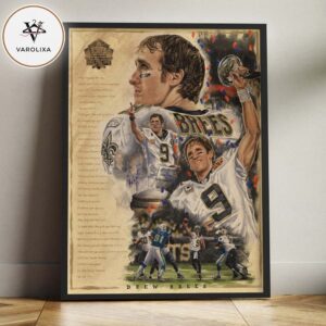 Drew Brees New Orleans Saints NFL Hall of Fame Career Tribute Sports Wall Art Home Decor Poster