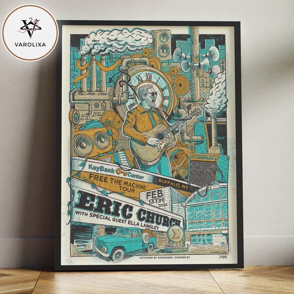 Eric Church Concert Poster At KeyBank Center In Buffalo NY On Feb 13th 2024 Free The Machine Tour Industrial Machine Illustration Home Decor Poster Canvas Eric Church Concert Poster At KeyBank Center In Buffalo NY On Feb 13th 2024 Free The Machine Tour Industrial Machine Illustration Home Decor Poster Canvas