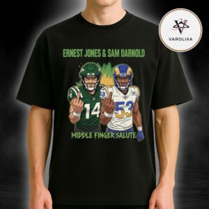 Ernest Jones & Sam Darnold Middle Finger Salute Graphic Design Unisex T-Shirt