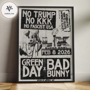 Green Day x Bad Bunny Concert Poster At Super Bowl Stadium In United States On February 8 2026 Home Decor Poster Canvas