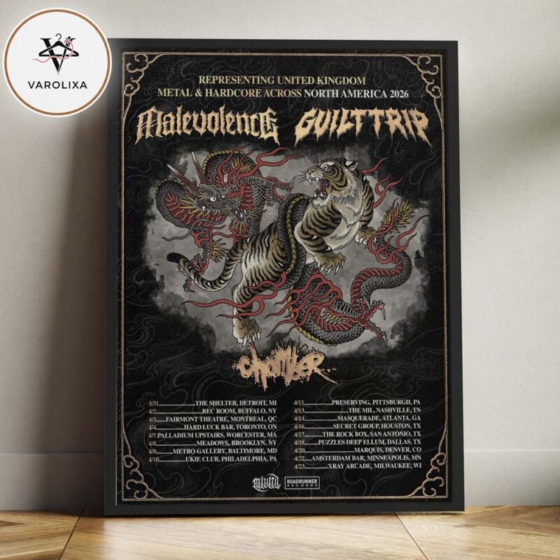 Malevolence Guilt Trip Live Concert Poster At Multiple Venues In North America On 2026 Tour Home Decor Poster Canvas
